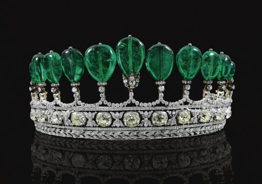 The Splendor and History of Princess Katharina Henckel von Donnersmarck's Emerald and Diamond Tiara - Eagle and Pearl Jewelers