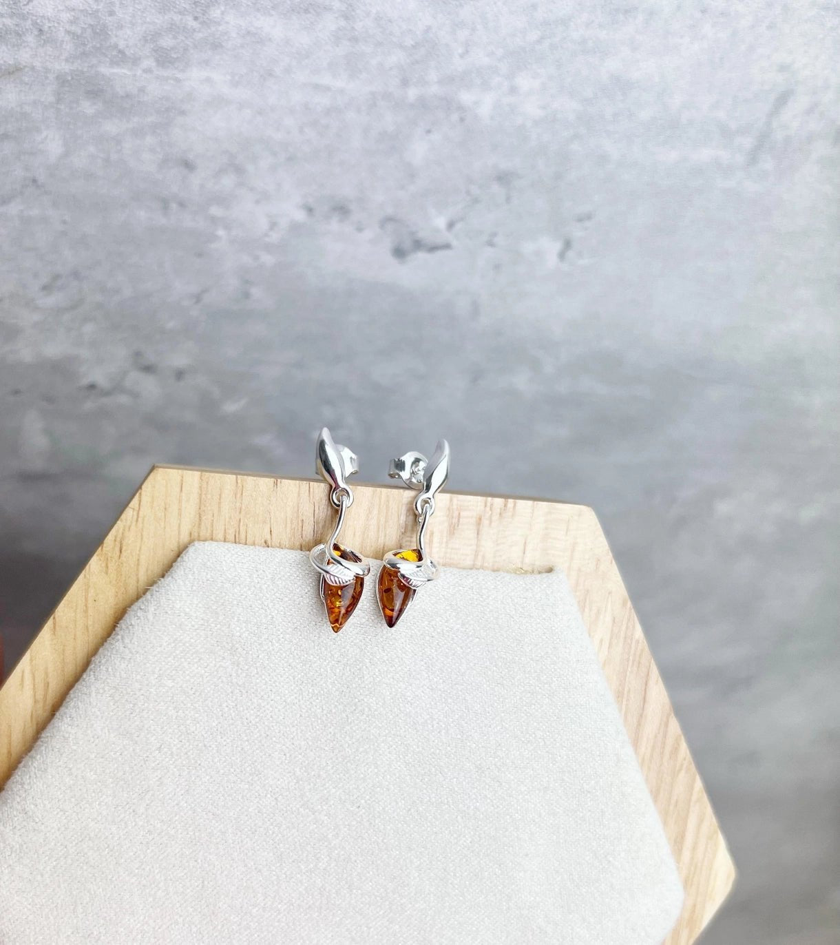 925 Sterling Silver & Baltic Amber Art Deco Earrings - Eagle and Pearl Jewelers