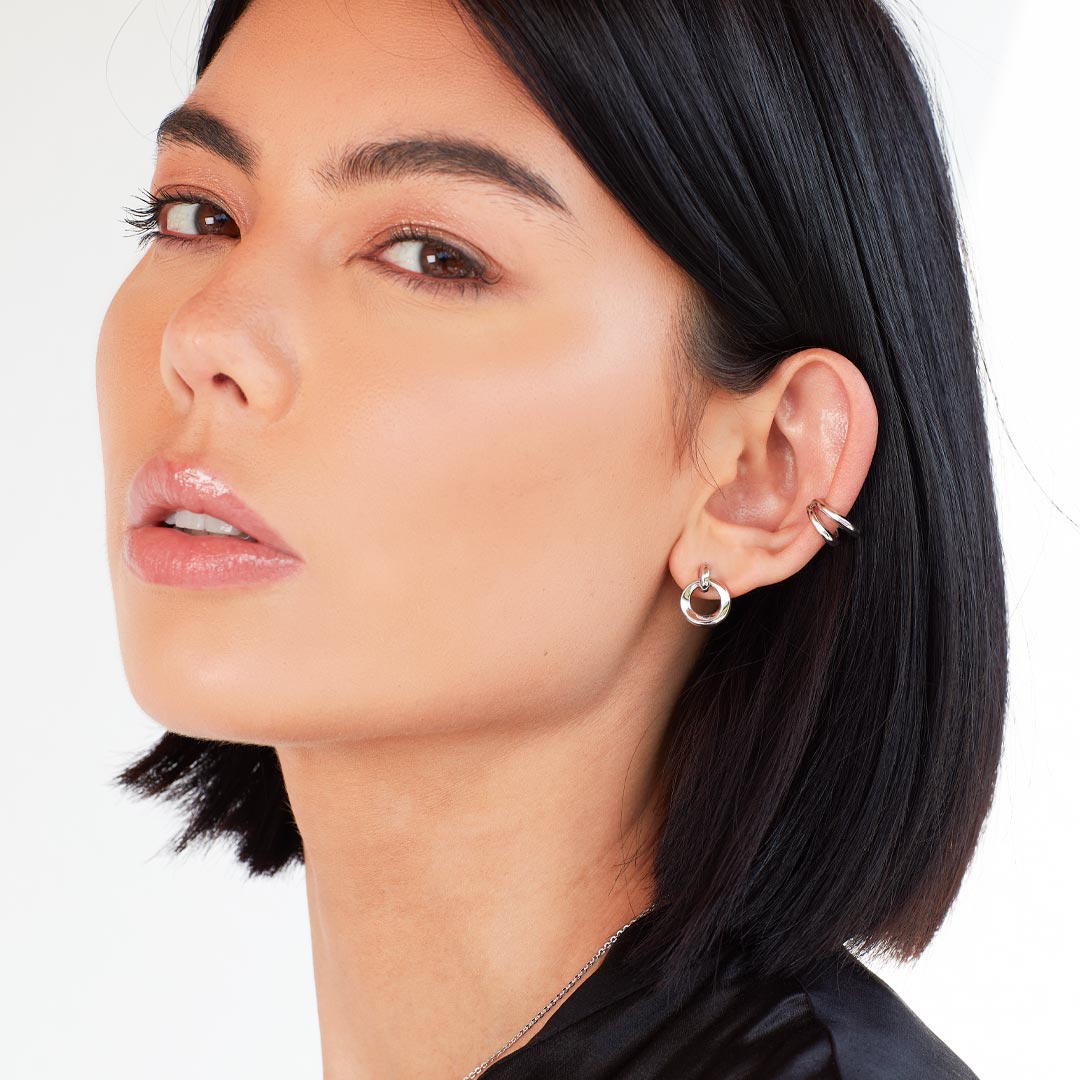 Kit Heath Bevel Cirque Link Golden Stud Drop Earrings - Eagle and Pearl Jewelers