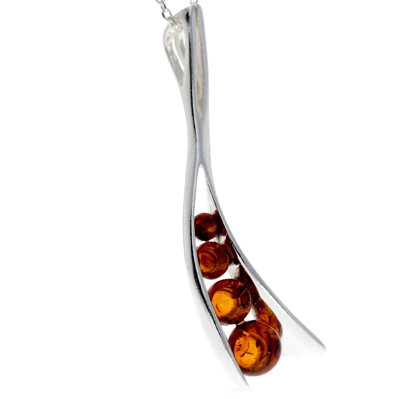 SilverAmber 925 Sterling Silver & Baltic Amber 3 Stone Pendant - Eagle and Pearl Jewelers