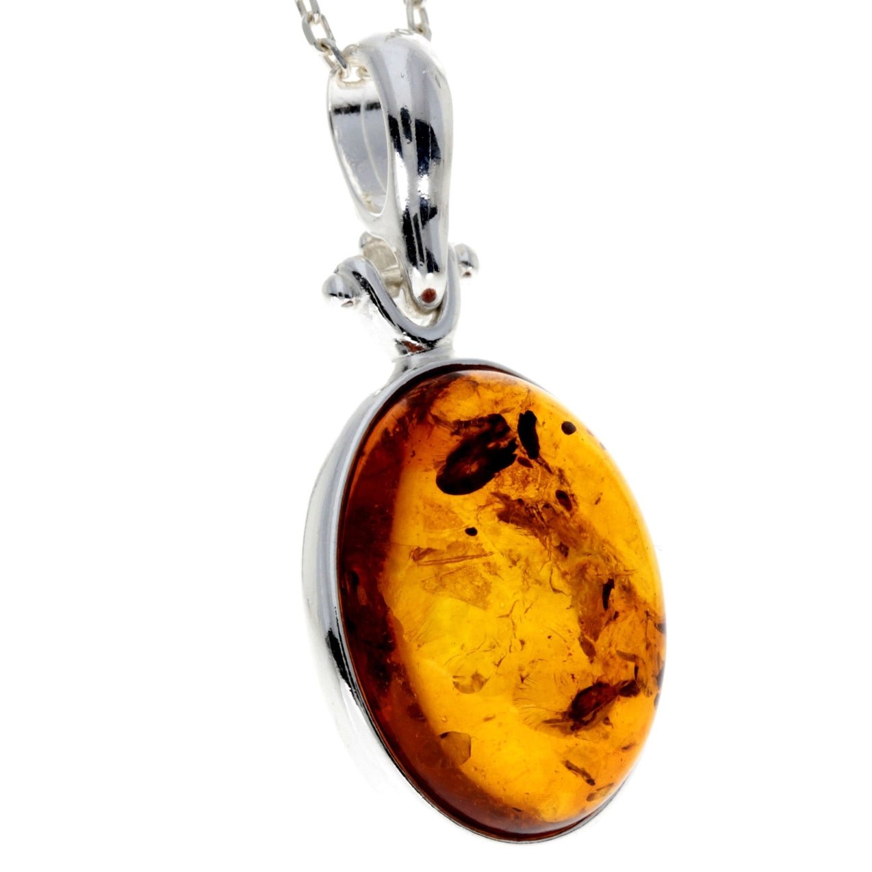 SilverAmber 925 Sterling Silver & Baltic Amber Classic Large Pendant - Eagle and Pearl Jewelers