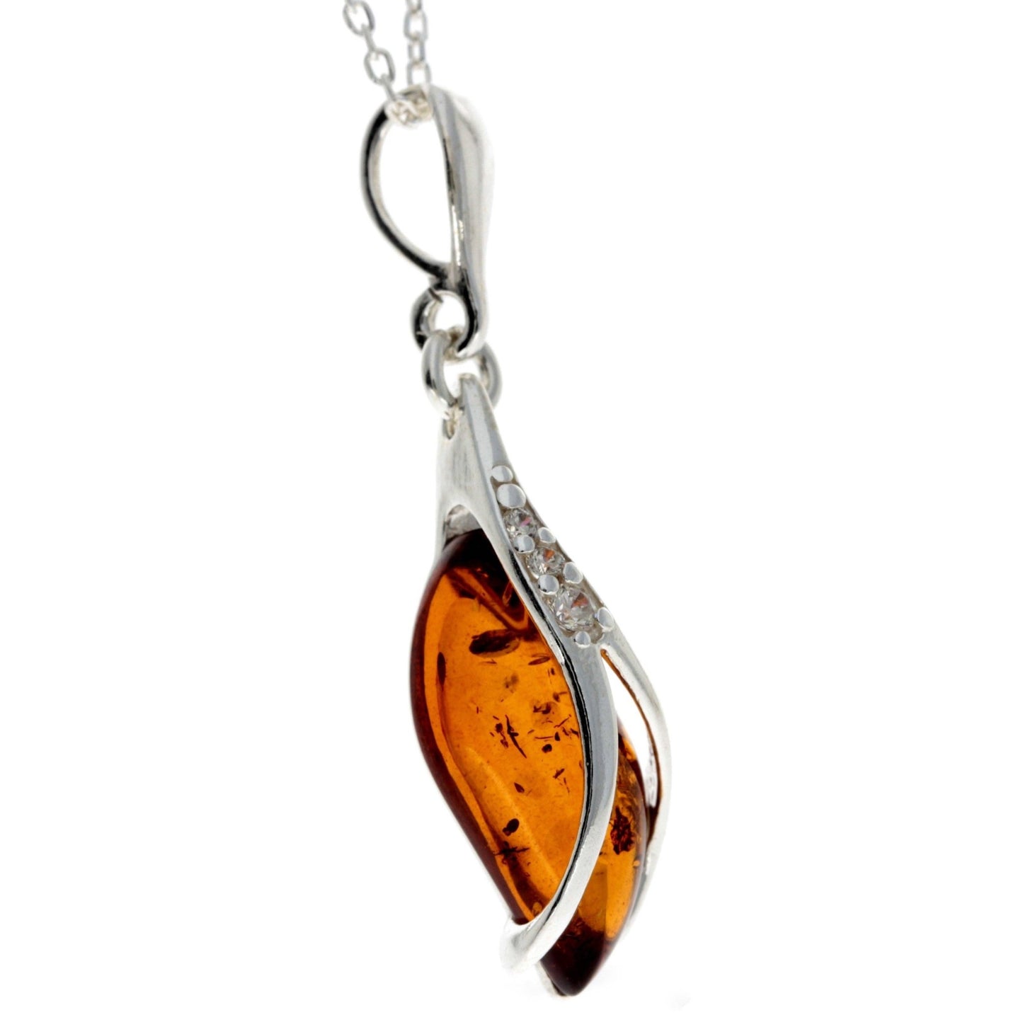 SilverAmber 925 Sterling Silver & Baltic Amber Modern Pendant - Eagle and Pearl Jewelers