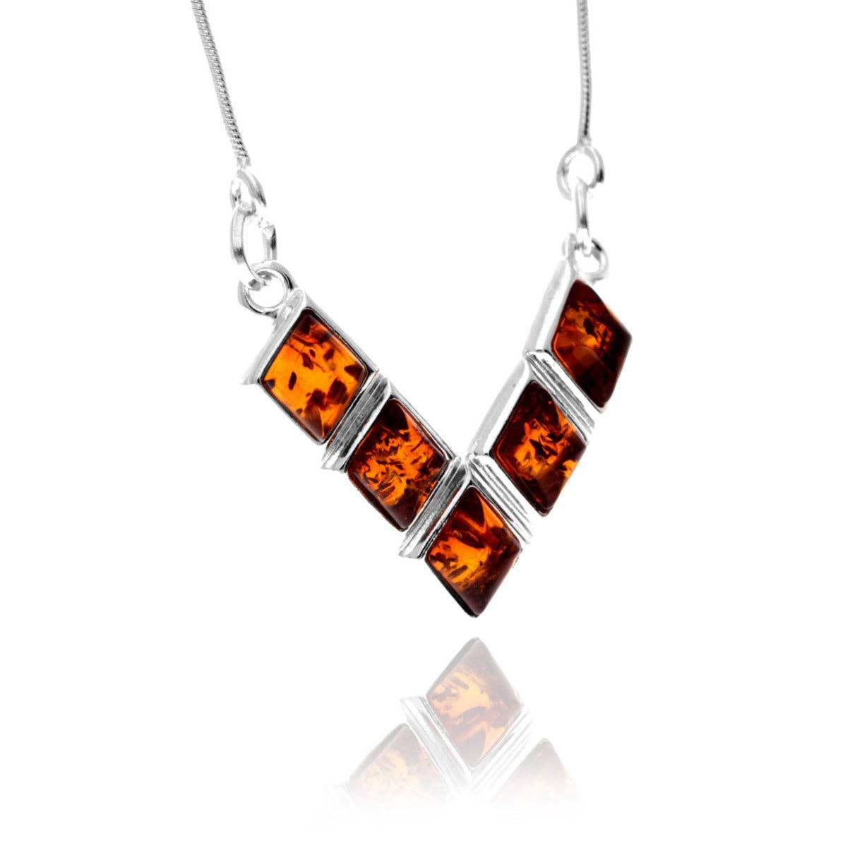 SilverAmber 925 Sterling Silver & Genuine Cognac Baltic Amber Classic Necklace - Eagle and Pearl Jewelers