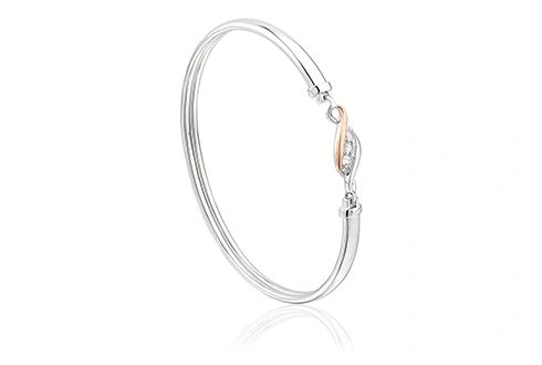 Clogau Past Present Future White Topaz Sterling Silver with Welsh Gold Bangle - Eagle and Pearl Jewelers
