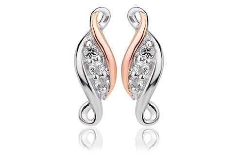 Clogau Past Present Future White Topaz Sterling Silver with Welsh Gold Earrings - Eagle and Pearl Jewelers