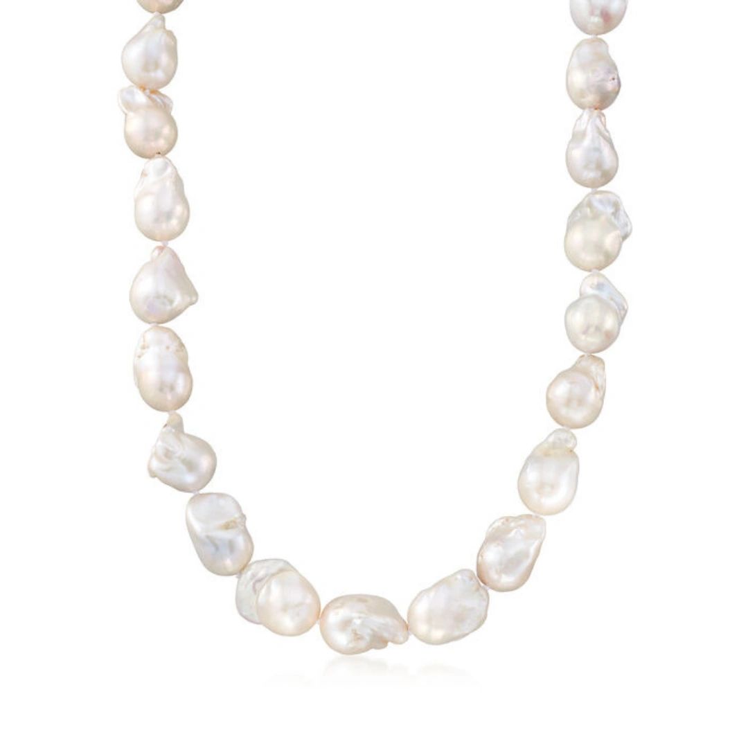 E&P 12-15mm Cultured Baroque Pearl 18" Necklace with 14k Yellow Gold Clasp - Eagle and Pearl Jewelers