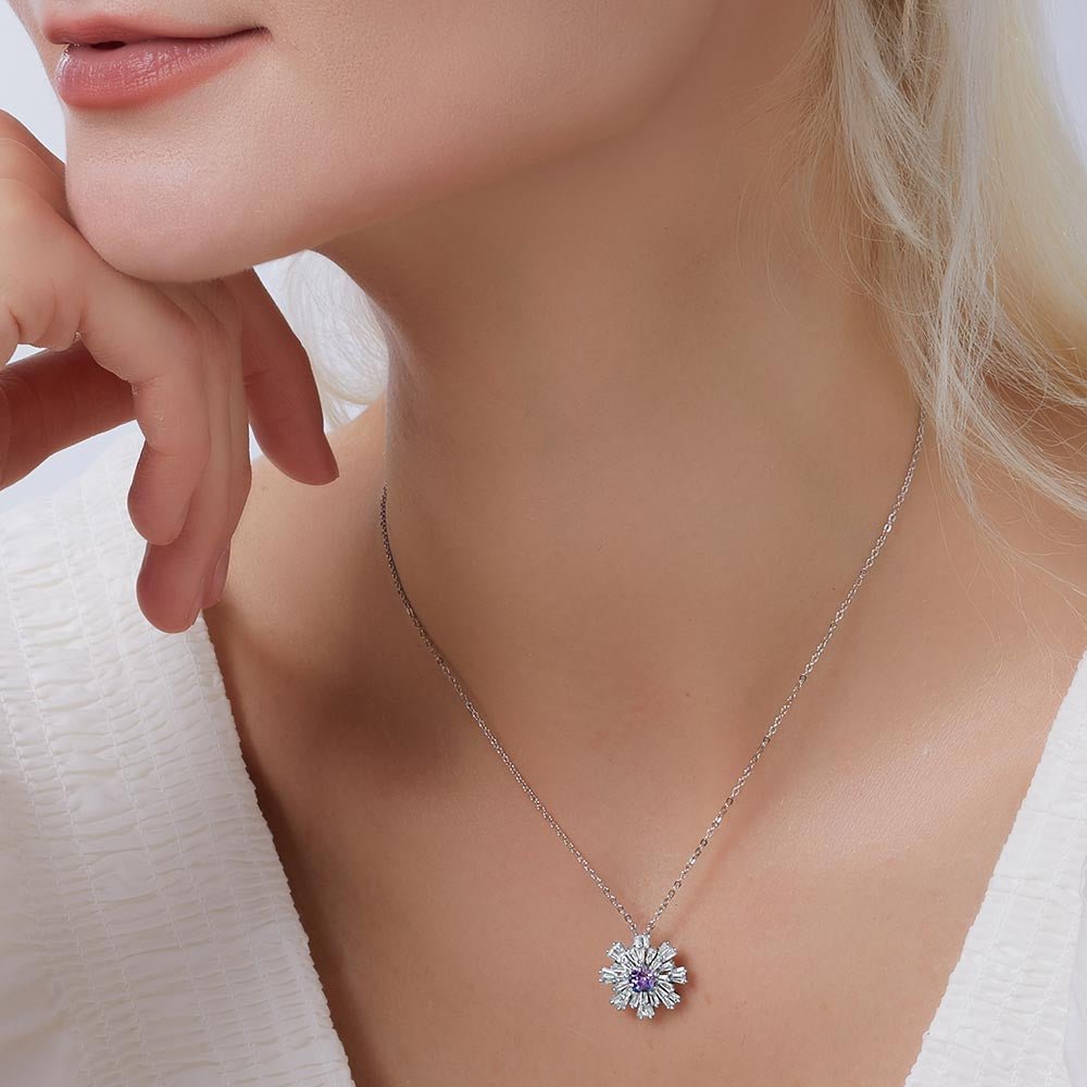 Fei Liu Carpe Diem Flower Burst Small Sterling Silver Pendant - Eagle and Pearl Jewelers