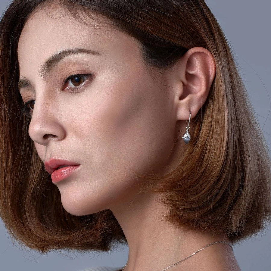 Fei Liu Magnolia Sterling Silver Hook Earrings - Eagle and Pearl Jewelers