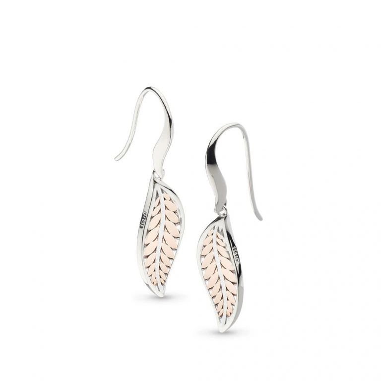 Kit Heath Blossom Eden Blush 18kt Rose Gold Plate Leaf Sterling Silver Drop Earrings - Eagle and Pearl Jewelers