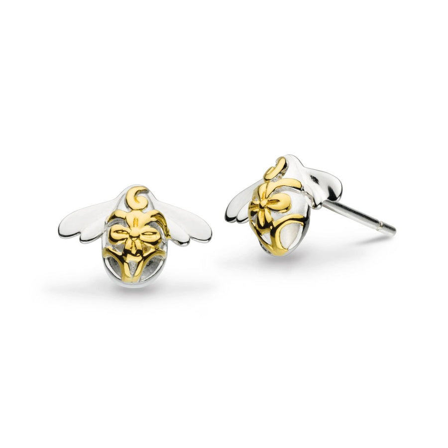Kit Heath Blossom Flyte Bumblebee Sterling Silver and 18kt Gold Plate Stud Earrings - Eagle and Pearl Jewelers