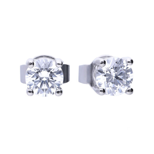 Diamonfire Four Claw 1ct Zirconia Stud Earrings - Eagle and Pearl Jewelers