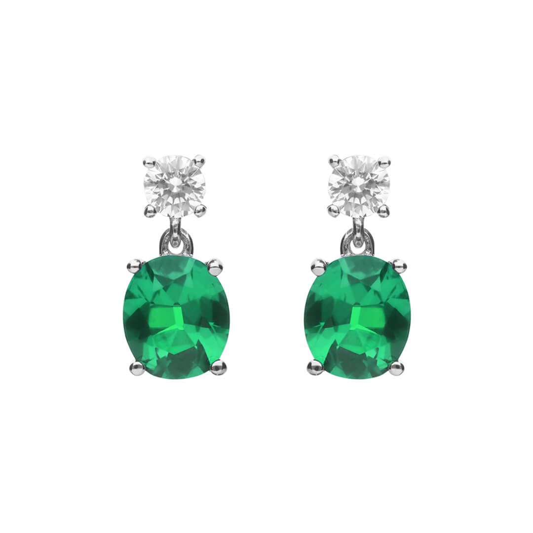 Diamonfire Oval Emerald Zirconia Drop Earrings - Eagle and Pearl Jewelers