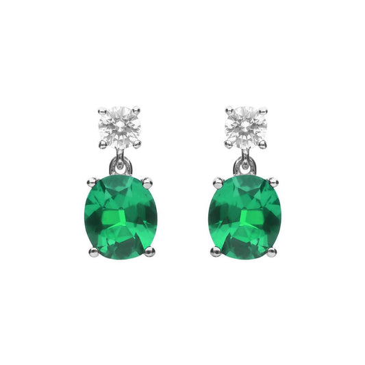 Diamonfire Oval Emerald Zirconia Drop Earrings - Eagle and Pearl Jewelers