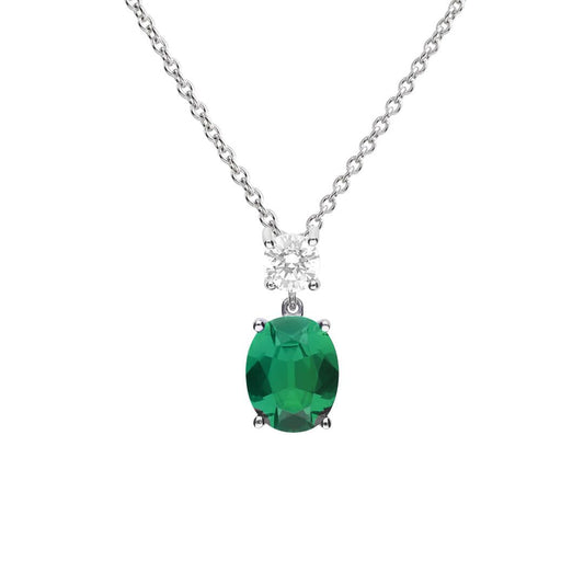 Diamonfire Oval Emerald Zirconia Drop Pendant - Eagle and Pearl Jewelers