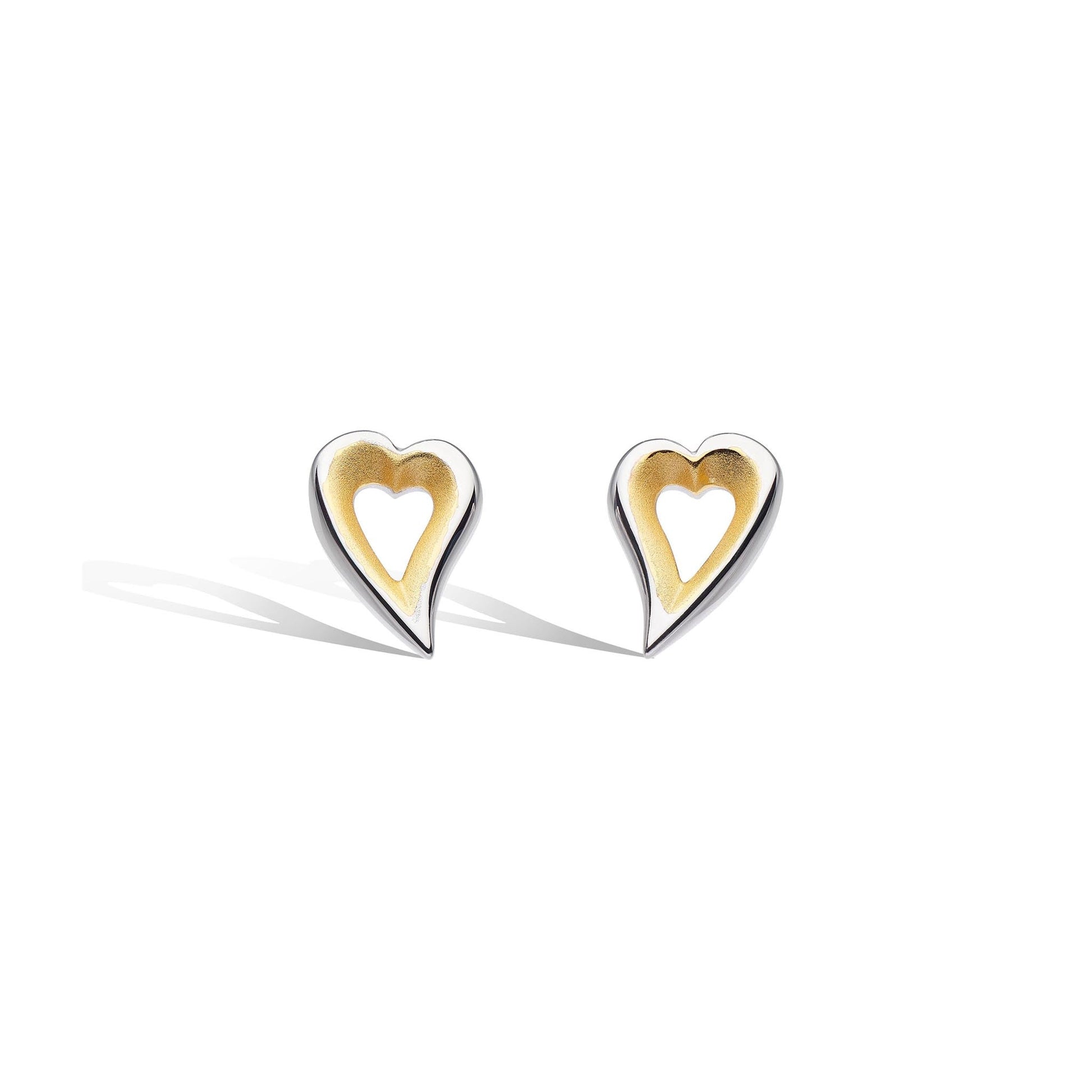 Kit Heath Desire Love Story Golden Heart Stud Earrings - Eagle and Pearl Jewelers