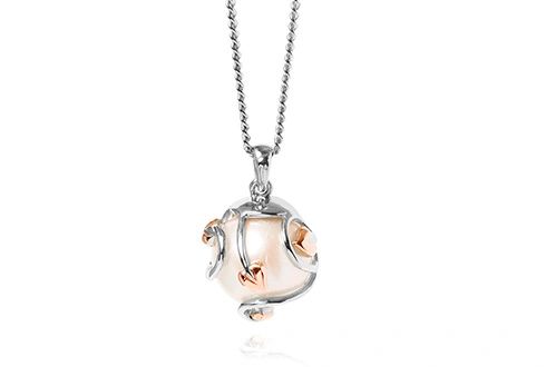 Clogau Caged Pearl Sterling Silver with Welsh Gold Pendant - Eagle and Pearl Jewelers