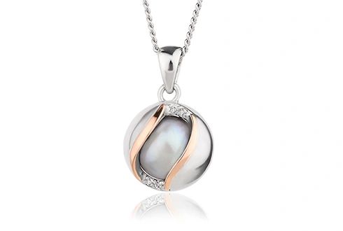 Clogau Oyster Pearl Sterling Silver with Welsh Gold Pendant - Eagle and Pearl Jewelers
