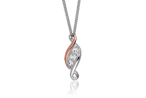 Clogau Past Present Future White Topaz Sterling Silver with Welsh Gold Pendant - Eagle and Pearl Jewelers