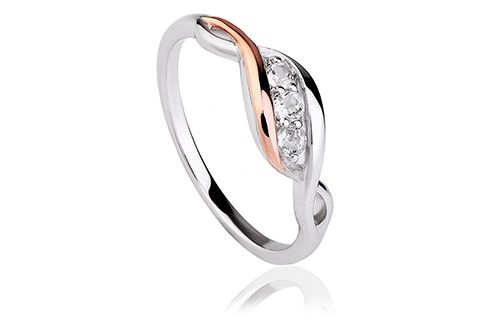Clogau Past Present Future White Topaz Sterling Silver with Welsh Gold Ring - Eagle and Pearl Jewelers