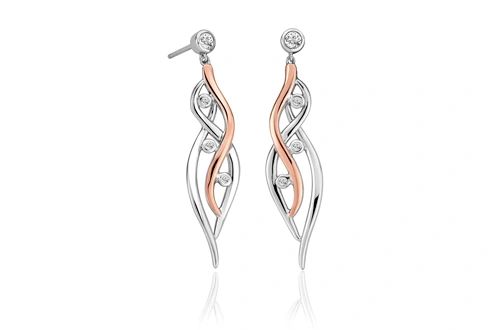Clogau Swallow Falls Sterling Silver and Welsh Gold Drop Earrings - Eagle and Pearl Jewelers