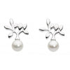 Dew Branch with Freshwater Pearl Sterling Silver Stud Earrings - Eagle and Pearl Jewelers