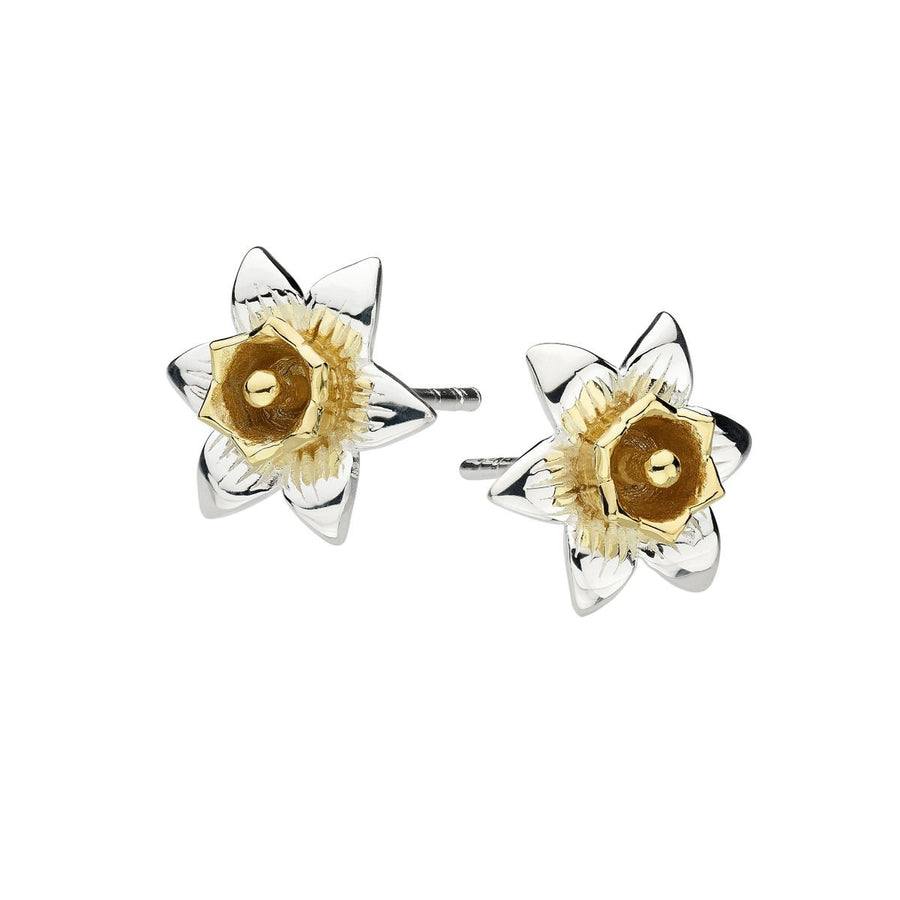 Dew Carey Daffodil with 14kt Gold Plate Sterling Silver Stud Earrings - Eagle and Pearl Jewelers