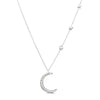 Dew Crescent and Stars Large CZ Sterling Silver Necklace 18" - Eagle and Pearl Jewelers