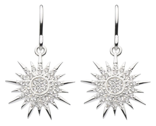 Dew Dazzling CZ Star Sterling Silver Drop Earrings - Eagle and Pearl Jewelers