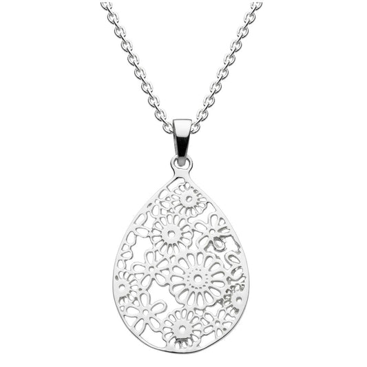 Dew Floral Tear Sterling Silver Necklace - Eagle and Pearl Jewelers