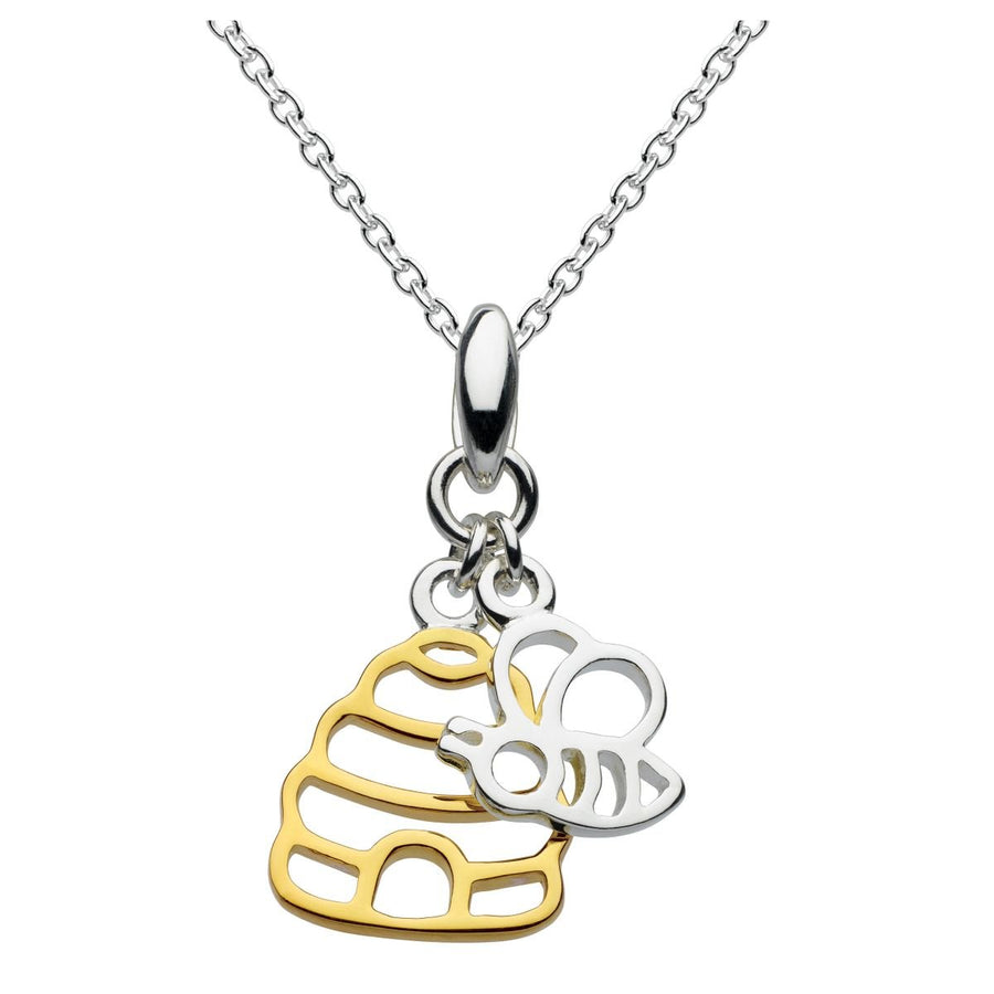 Dew Honey Bee Yourself 14ct Gold Plate Hive and Bee Sterling Silver Necklace - Eagle and Pearl Jewelers