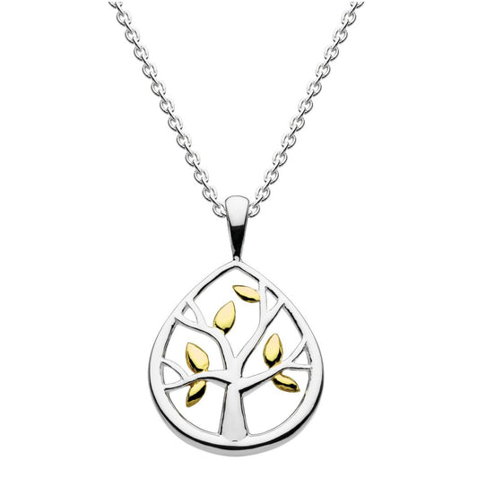 Dew Leafed Tree 14ct Gold Plate Sterling Silver Necklace - Eagle and Pearl Jewelers