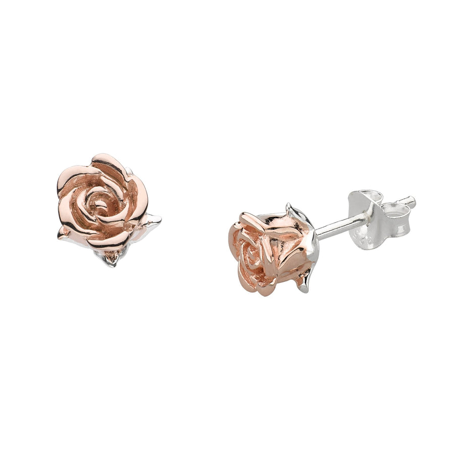 Dew Rose Gold Plate Blushing Rose Stud Earrings - Eagle and Pearl Jewelers