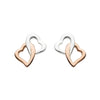 Dew Sterling Silver Interlinking Hearts with 14ct Rose Gold Plate Stud Earrings - Eagle and Pearl Jewelers