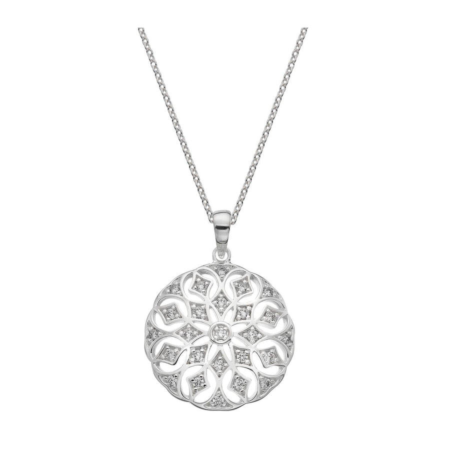 Dew Vintage Round CZ Sterling Silver Necklace - Eagle and Pearl Jewelers