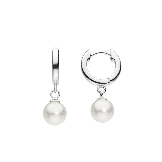 E&P 6mm Freshwater Pearl 11mm Hoop Earings - Eagle and Pearl Jewelers