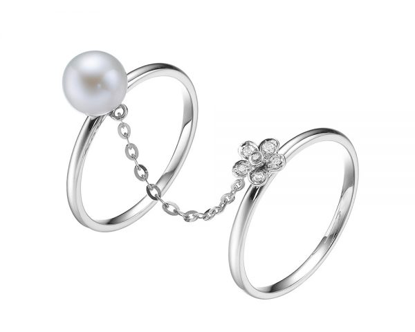 Fei Liu Alyssum 18kt Gold Chained Ring - Eagle and Pearl Jewelers