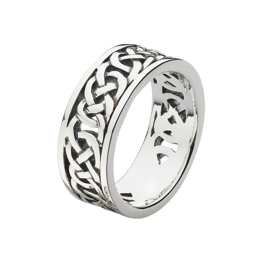Heritage Mens Celtic Wedding 8mm Sterling Silver Band Ring - Eagle and Pearl Jewelers