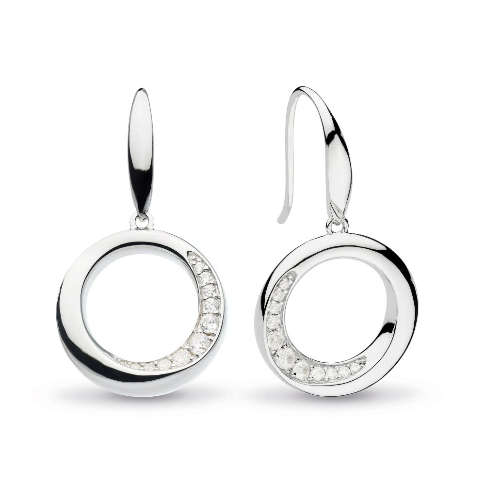 Kit Heath Bevel Cirque Sterling Silver and Cubic Zirconia Drop Earrings - Eagle and Pearl Jewelers