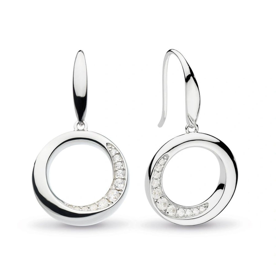 Kit Heath Bevel Cirque Sterling Silver and Cubic Zirconia Drop Earrings - Eagle and Pearl Jewelers