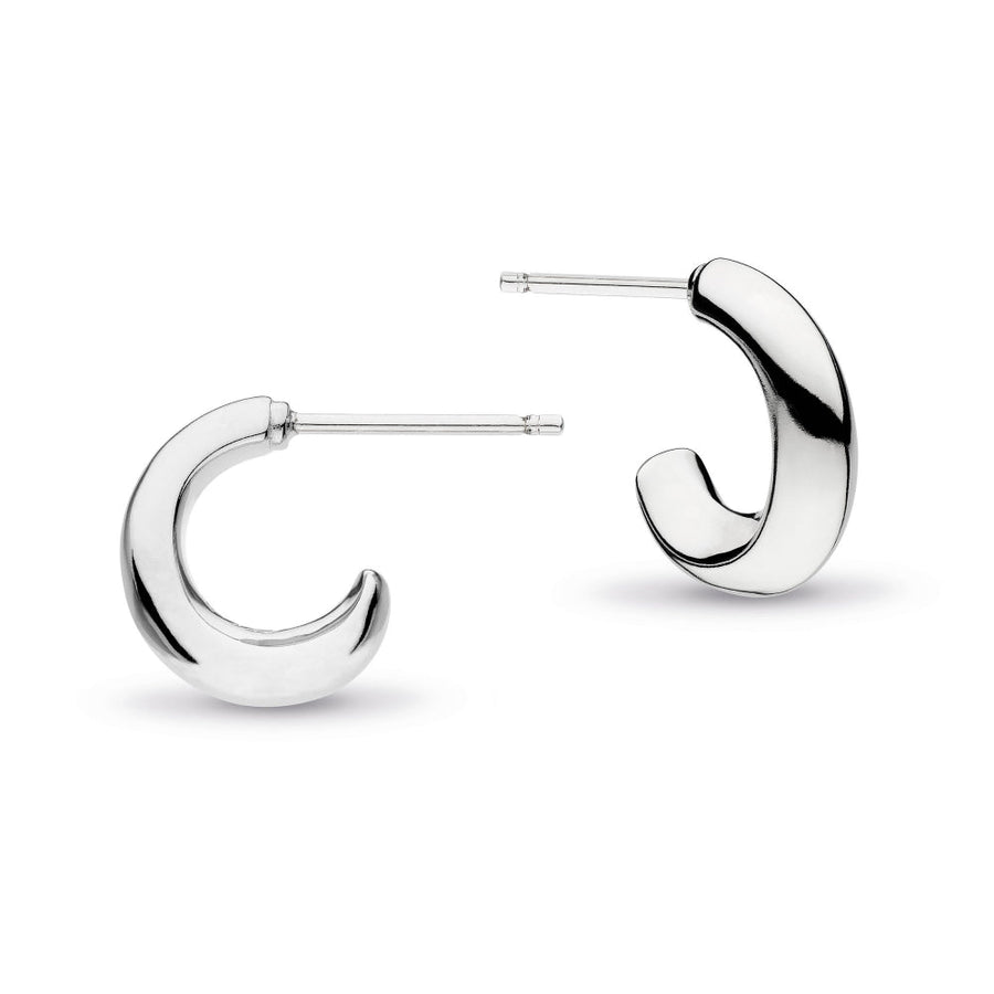 Kit Heath Bevel Cirque Sterling Silver Semi-Hoop 12mm Stud Earrings - Eagle and Pearl Jewelers