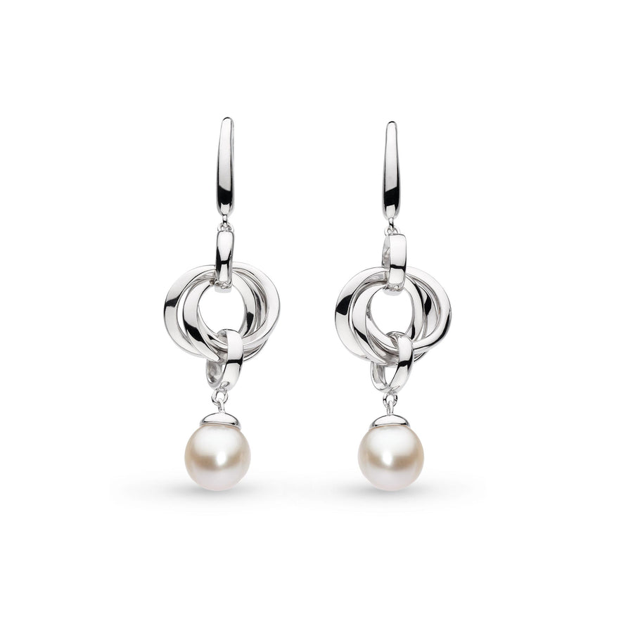 Kit Heath Bevel Trilogy Pearl Drop Earrings - Eagle and Pearl Jewelers
