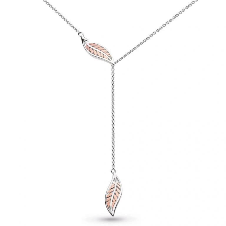 Kit Heath Blossom Eden Blush 18kt Rose Gold Plate Leaf Lariat Sterling Silver Necklace - Eagle and Pearl Jewelers