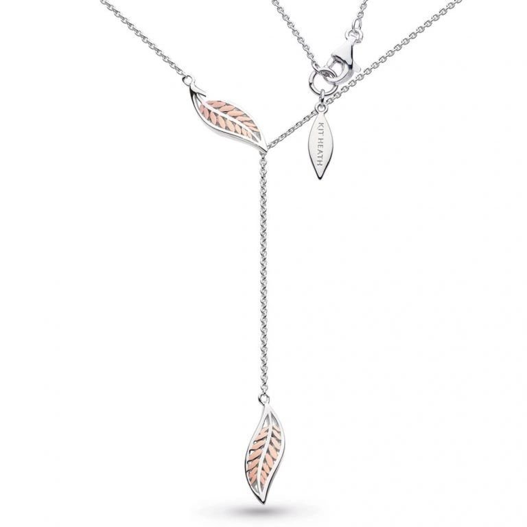 Kit Heath Blossom Eden Blush 18kt Rose Gold Plate Leaf Lariat Sterling Silver Necklace - Eagle and Pearl Jewelers