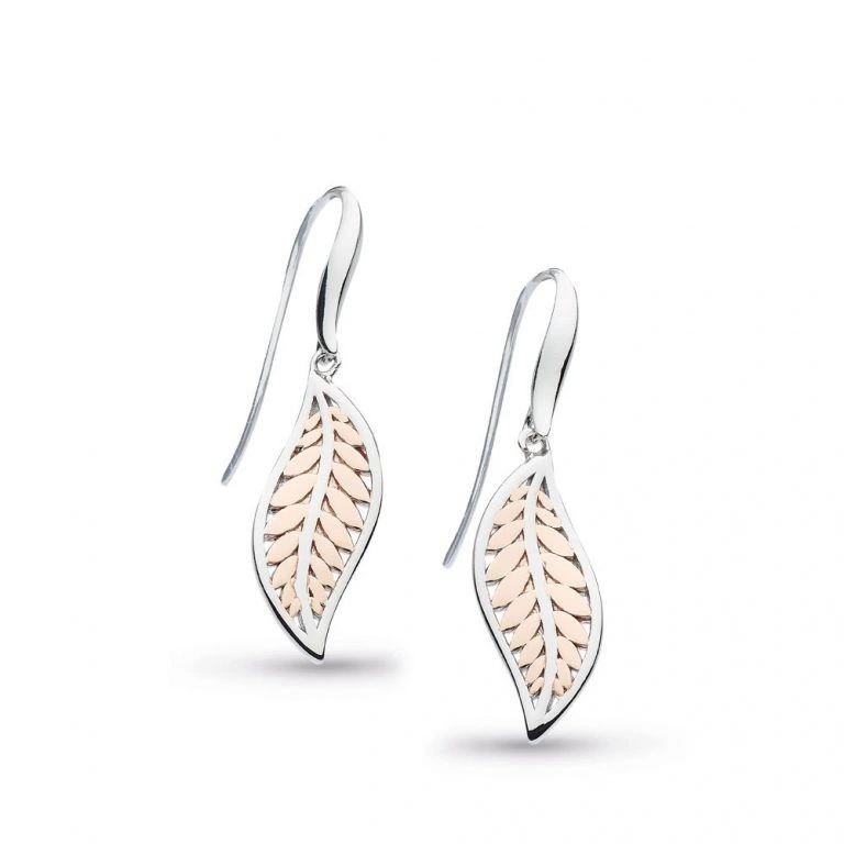 Kit Heath Blossom Eden Blush 18kt Rose Gold Plate Leaf Sterling Silver Drop Earrings - Eagle and Pearl Jewelers