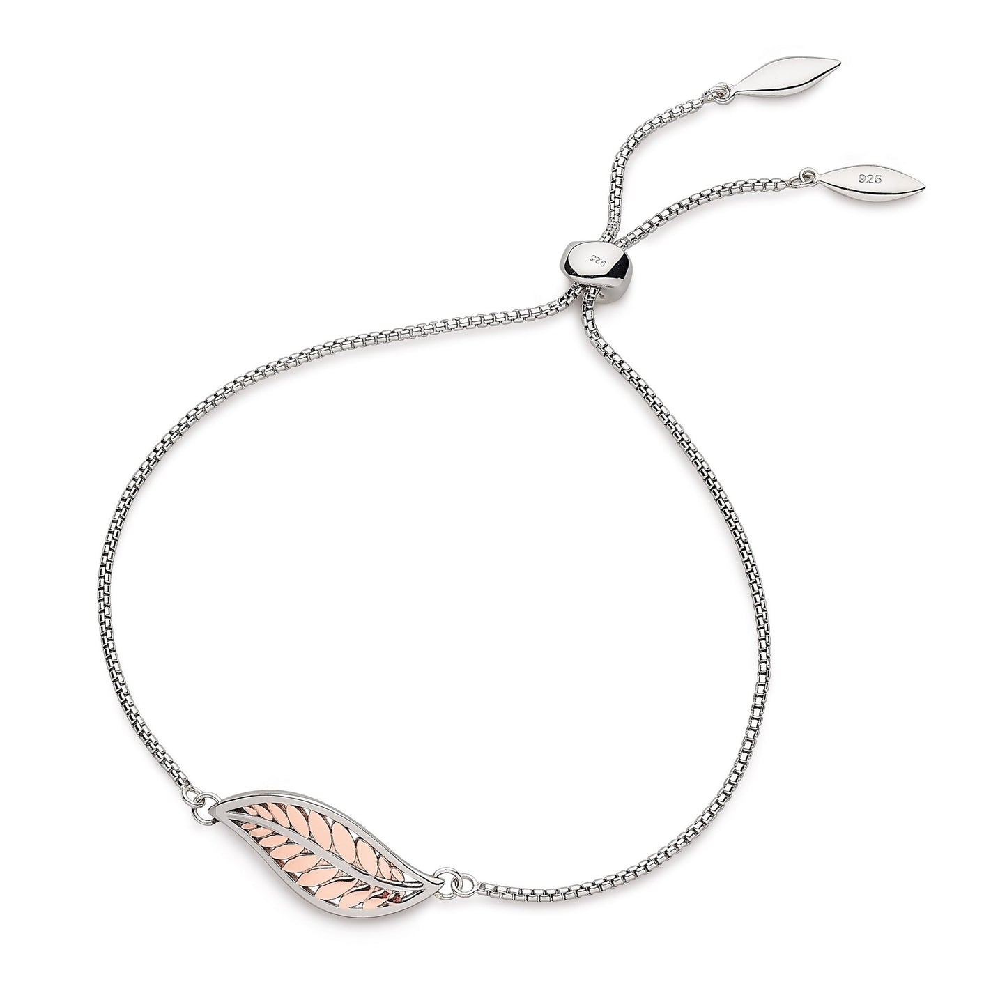 Kit Heath Blossom Eden Blush 18kt Rose Gold Plate Leaf Sterling Silver Toggle Bracelet - Eagle and Pearl Jewelers