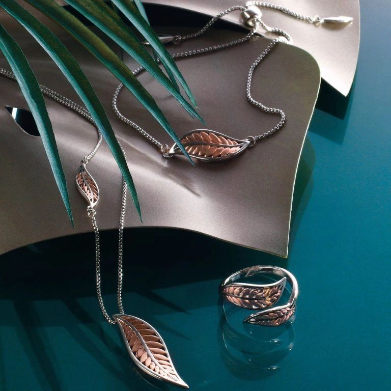 Kit Heath Blossom Eden Blush 18kt Rose Gold Vermeil Leaf Split Sterling Silver Ring - Eagle and Pearl Jewelers