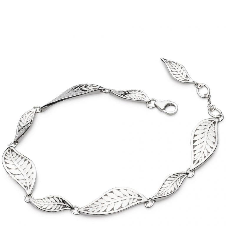 Kit Heath Blossom Eden Leaf Link 7.5" Sterling Silver Bracelet - Eagle and Pearl Jewelers