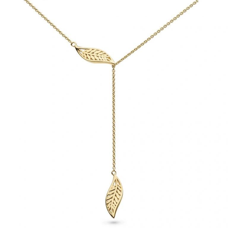 Kit Heath Blossom Eden Slider Leaf 18kt Gold Plate Lariat 17" Sterling Silver Necklace - Eagle and Pearl Jewelers