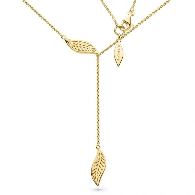Kit Heath Blossom Eden Slider Leaf 18kt Gold Plate Lariat 17" Sterling Silver Necklace - Eagle and Pearl Jewelers
