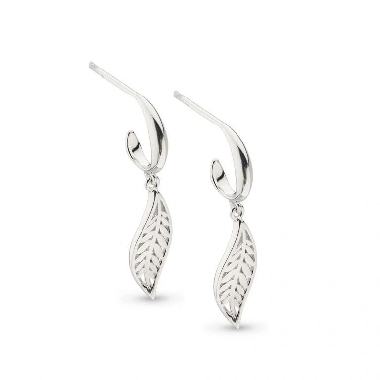 Kit Heath Blossom Eden Small Leaf Hoop Sterling Silver Drop Earrings - Eagle and Pearl Jewelers